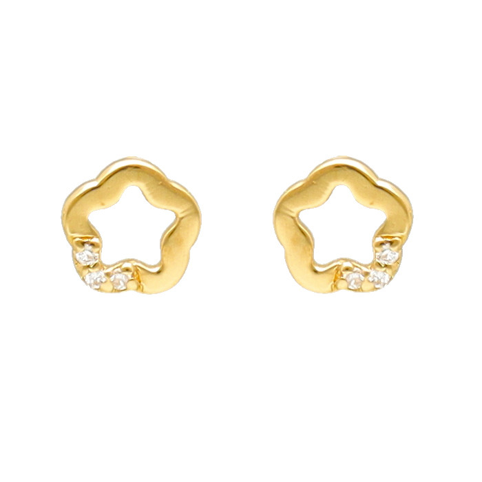 PENDIENTES EN ORO CON DIAMANTES FORMA DE FLOR CALADA